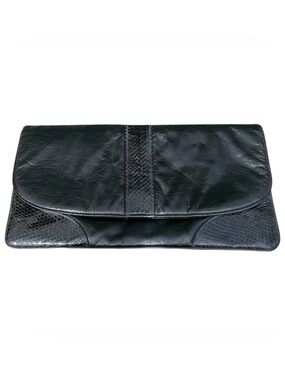 Lesco Lona vintage black leather and snake envelope style clutch bag